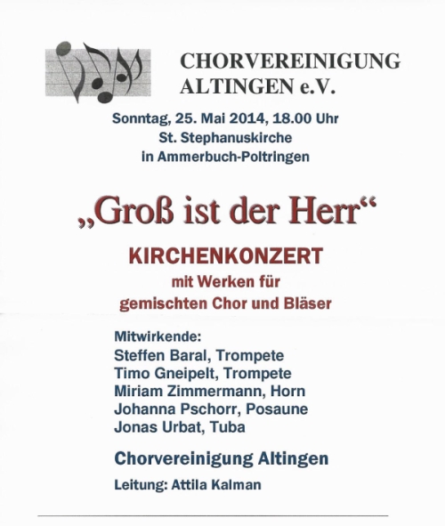 Informationsblatt -ohne Vorverkauf- fr Konzert am 25-5-2014