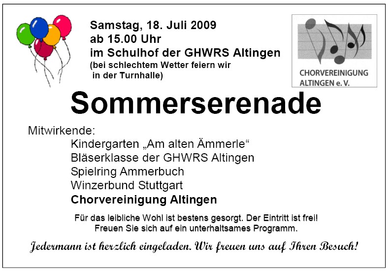 Einladung Sommerserenade2009